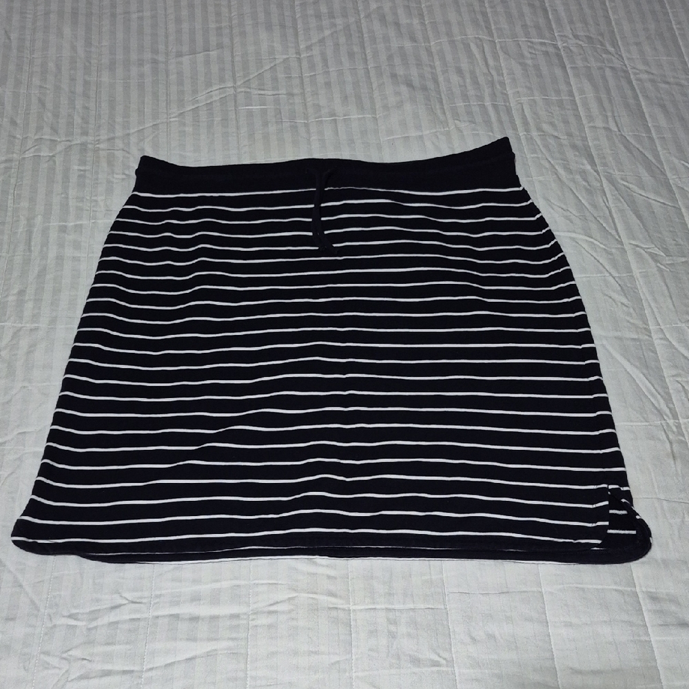 Talbots Black and White Striped Skater Skirt